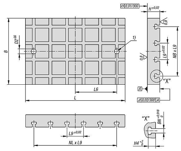 Baseplates, grey cast iron with T-slots