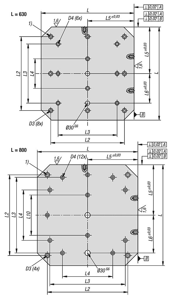 Paletten Grauguss mit vorbearbeiteten Aufspannflächen