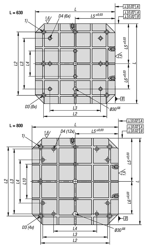 Subplates, grey cast iron with T-slots