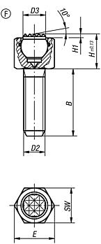 Supports à bille oscillante réglables avec joint torique, forme F, bille en acier avec plat, strié