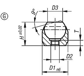 Supporti oscillanti, forma G, con supporto di accoppiamento, sfera spianata, piana