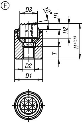 Supporti oscillanti regolabili, con O-ring e inserti intercambiabili, forma M, inserto spianato, con zigrinatura