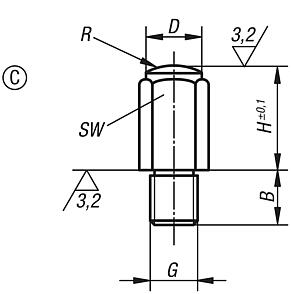 Positioning feet, Form C hardened spherical face