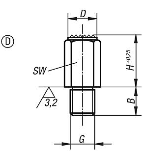 Positioning feet, Form D serrated face tempered