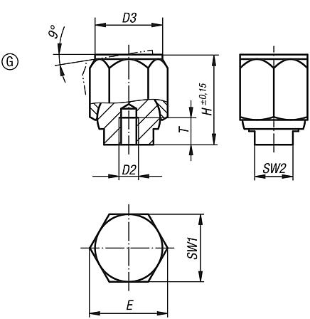 Supporti basculanti, ritorno automatico, forma G, con supporto di accoppiamento, sfera spianata, piana
