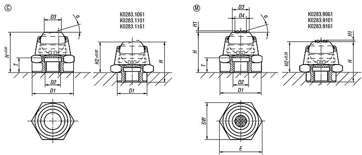 Self-aligning pads swivel angle 14° and 20°