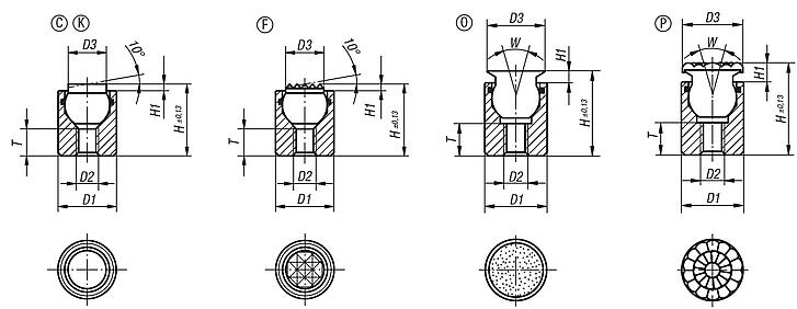 Apoios com esfera auto-alinhante com O-Ring