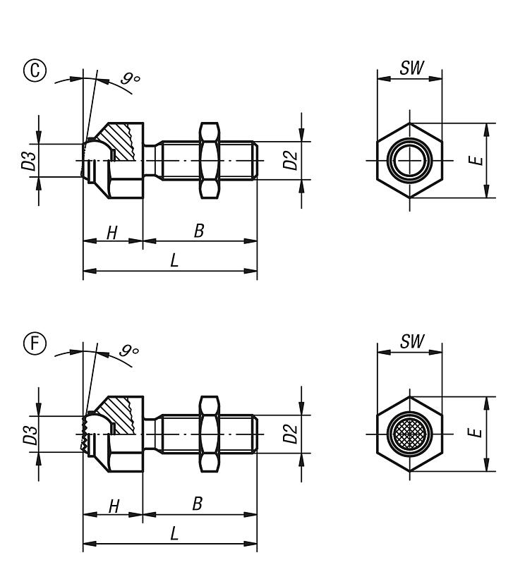 Self-aligning pads with locknut