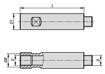 Extension shafts for workpiece stabiliser