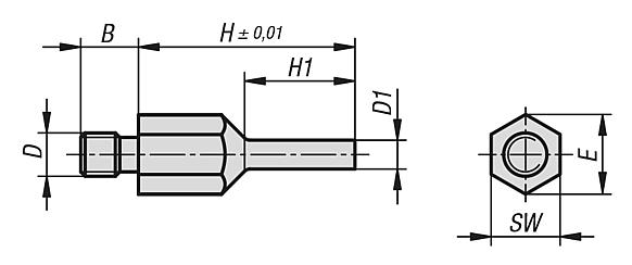 Auflagebolzen Stiftform mit Außengewinde