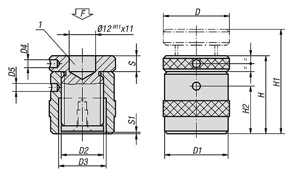 Screw rest with flat face, steel