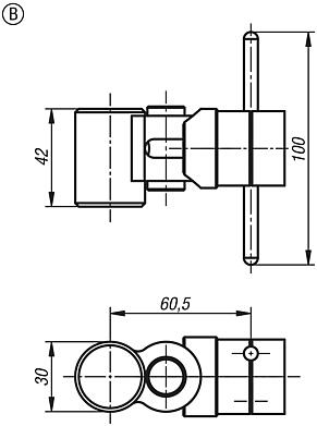 Butées de pièces magnétiques, forme B, articulées