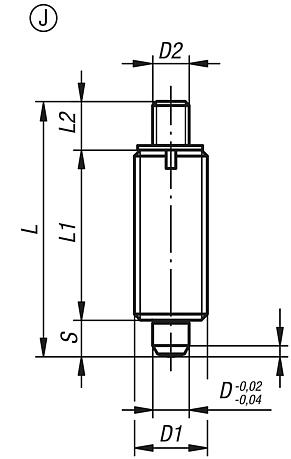 Indexing plungers, steel or stainless steel without collar, with threaded pin