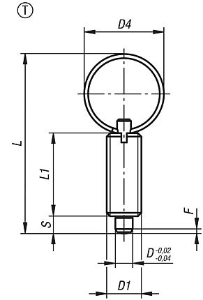 Spine di posizione in acciaio o acciaio inox, senza collare, con anello di trazione in acciaio inox, senza controdado