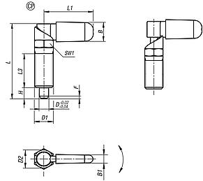 Cam-action indexing plungers with thread lock, with cap, without nut, Form CP