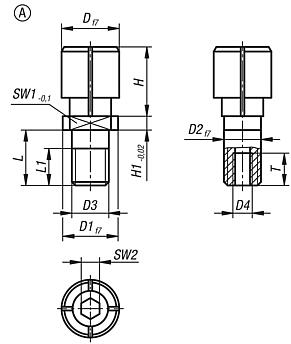 Mandrel collets for small bores, Form A