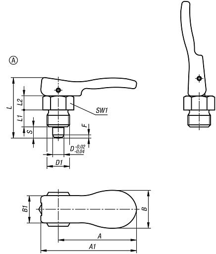 Indexing plunger, steel or stainless steel, short version with plastic cam lever, no locknut