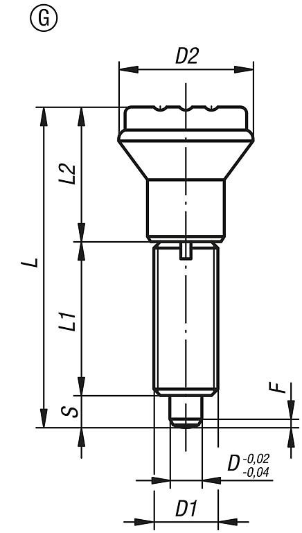 Indexing plungers, steel or stainless steel without collar, with plastic mushroom grip