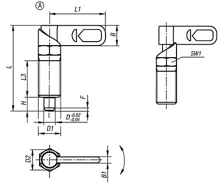 Cam-action indexing plunger,
with hexagon, Form A