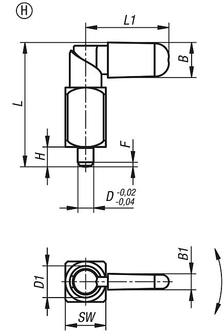 Cam-action indexing plungers, steel with square sleeve, Form F, with grip cap