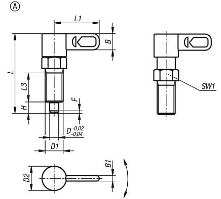 Cam-action indexing plungers, stainless steel with internal guide, Form A, without grip cap, without nut