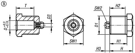 Позиционирующие втулки из стали или нержавеющей стали для датчика состояния, форма B, с резьбой и пазом