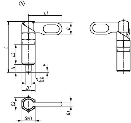 Doigts d'indexage verrouillables en Inox avec butée, forme A