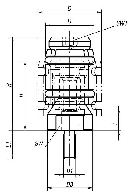 Centring clamps with external thread