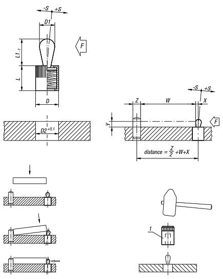 Lateral spring plungers with aluminium sleeve and plastic or steel thrust pin