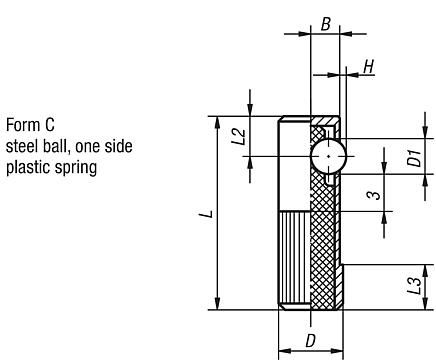 Lateral spring plungers, Form C