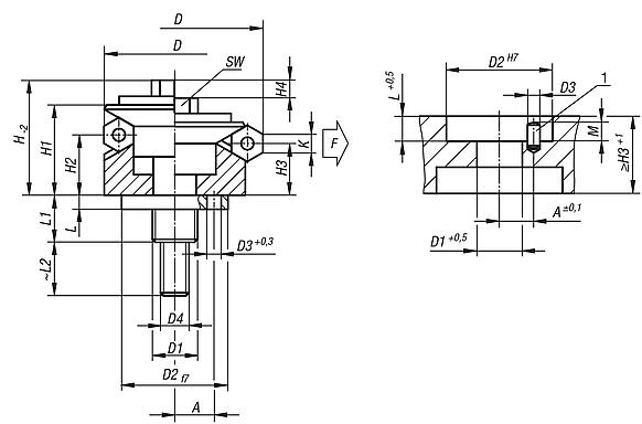 Centring clamp with hexagonal segments, Form B