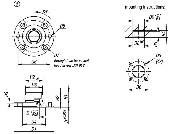 Locating bushes for pneumatic locating cylinder, Form B