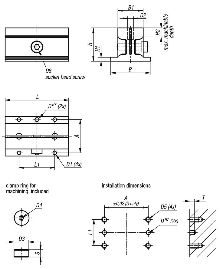 Machinable jaws rectangular