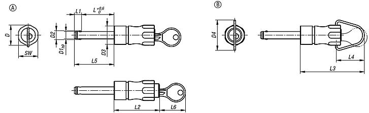 Ball lock pins lockable