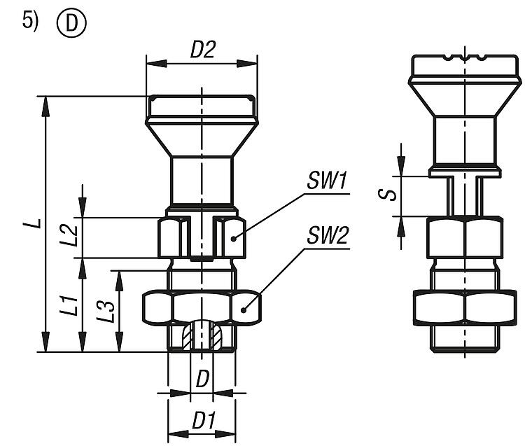 KIPP - Indexing plunger, stainless steel with remote actuation KIPP - Indexing plunger, stainless steel with remote actuation