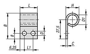 Catch plates aluminium for barrel locks with return spring 