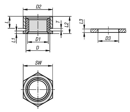 Fastening set steel or stainless steel for thin-walled parts