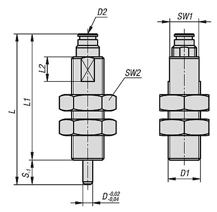 Indexing plungers, steel or stainless steel, pneumatic