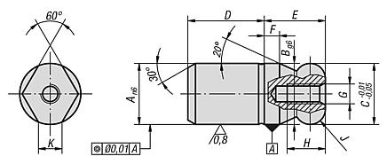 Locating pins with flattened ball-end Form C