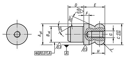 Locating pins with ball-end Form B
