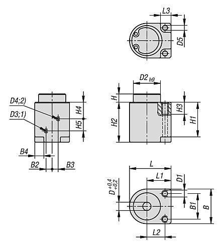 Locating adapters, flange, stainless steel pneumatic