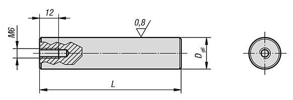 Centring pins for aligning hole