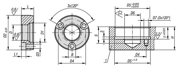 Locating bushes Form B (screwed down from front)