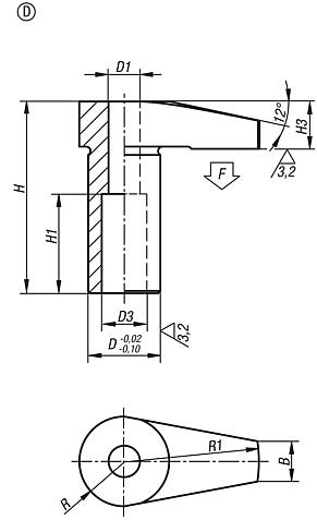 Hook clamp with long hook, Form D