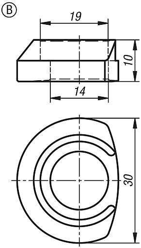 Anillos de sujeción para pernos de sujeción flexibles, forma B