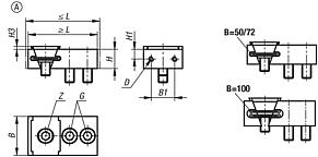 Wedge clamps with fixed jaw, Form A, smooth jaw face