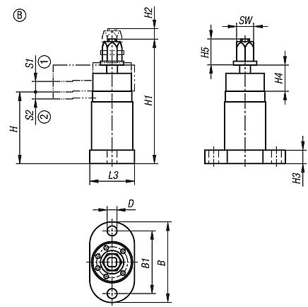 Grampo giratório heavy, automatizável, forma B, com braço de fixação