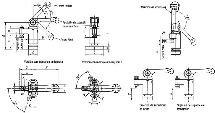 Dispositivo de sujeción pivotante mini con palanca excéntrica