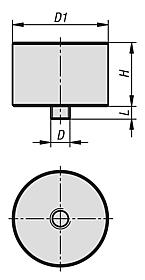 Pivot bearing, steel with external thread