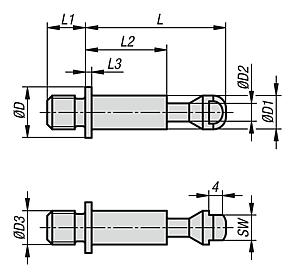 Draw bolts for pneumatic pull clamps